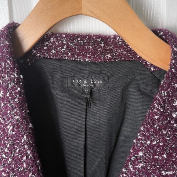 Rag & Bone Valerie Tweed Blazer in Burgundy 12 - Picture 7 of 9